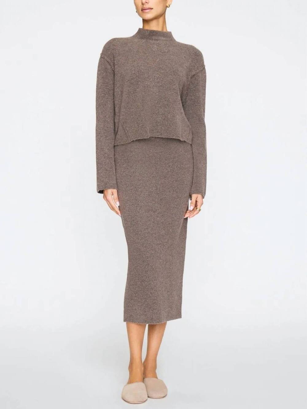 NEW BROCHU WALKER tia skirt in otter mélange